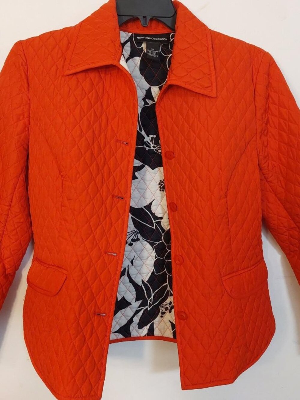 Red Quilted Button-Front Jacket Size 12